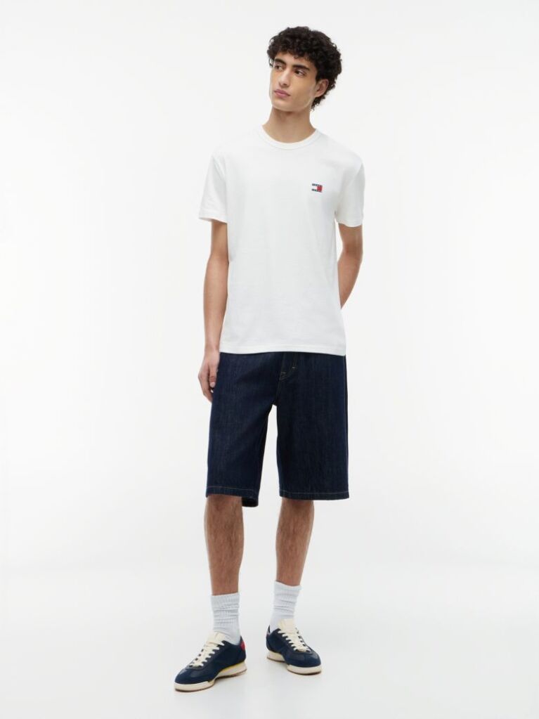White Tommy Badge Crew Neck T-Shirt  Men