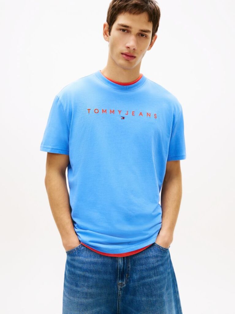 Blue Tricou Regular Cu Logo Brodat  Barbati