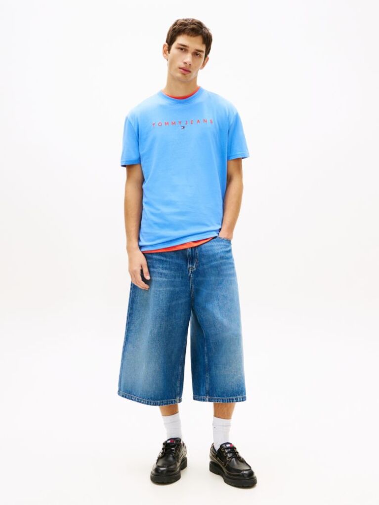 Blue Tricou Regular Cu Logo Brodat  Barbati