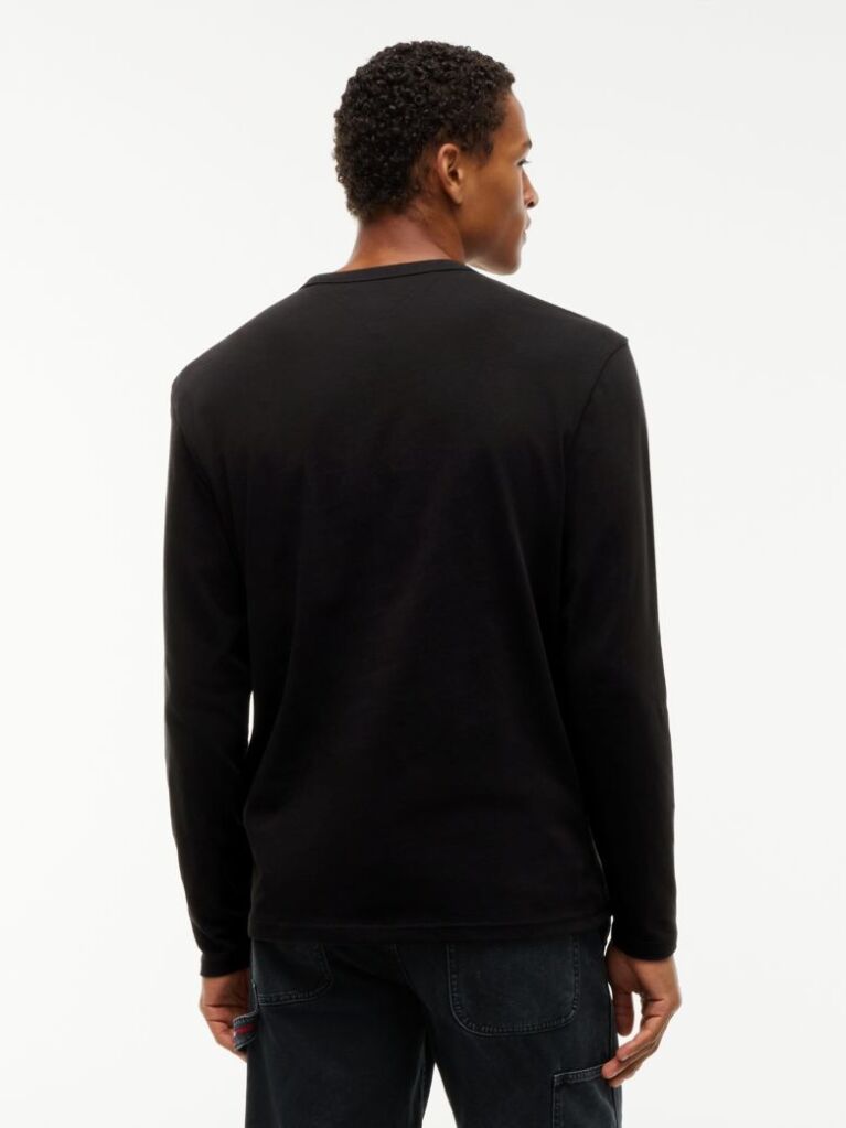 Black Tonal Tommy Badge Long Sleeve T-Shirt  Men