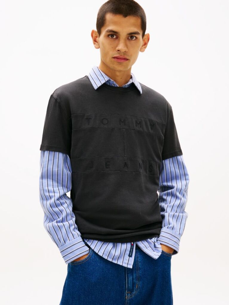 Negru T-Shirt Cu Maneca Scurta Croiala Regular Si Logo  Barbati