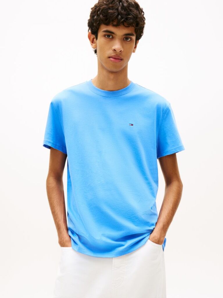 Blue Tommy Flag Crew Neck T-Shirt  Men
