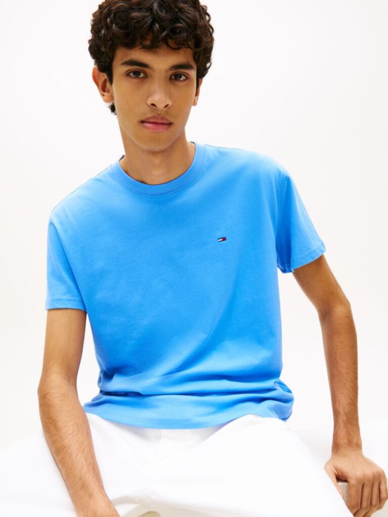 Blue Tommy Flag Crew Neck T-Shirt  Men