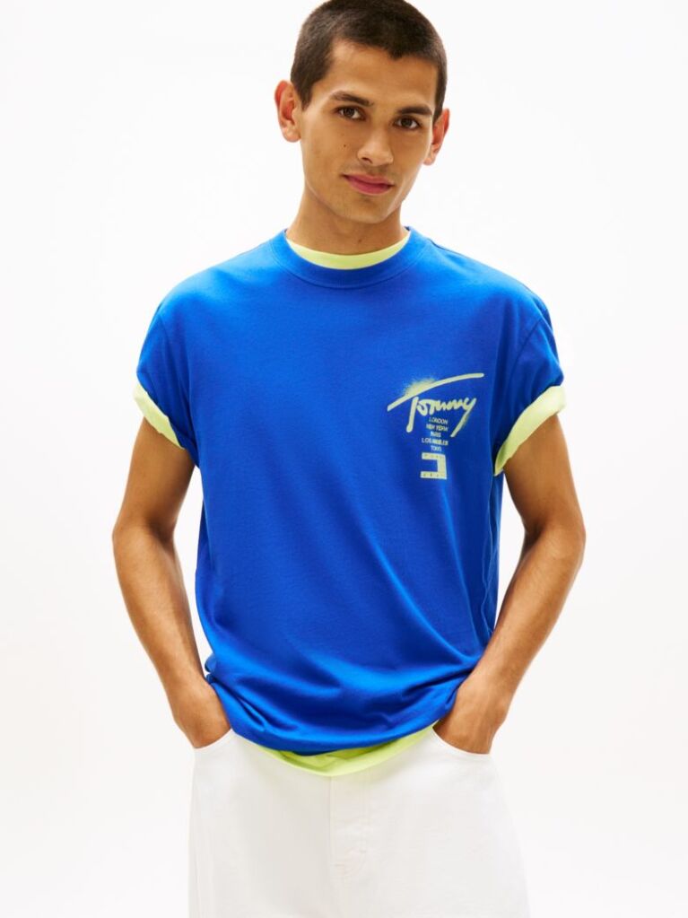 Blue Tricou Cu Logo Pe Spate  Barbati