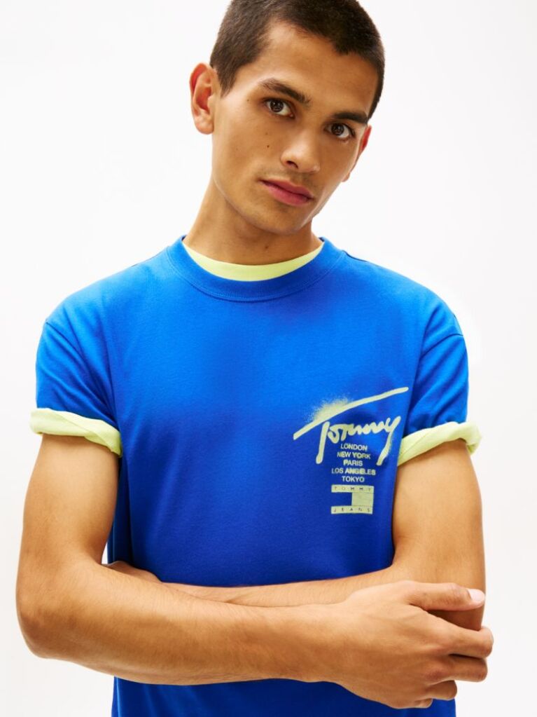Blue Tricou Cu Logo Pe Spate  Barbati