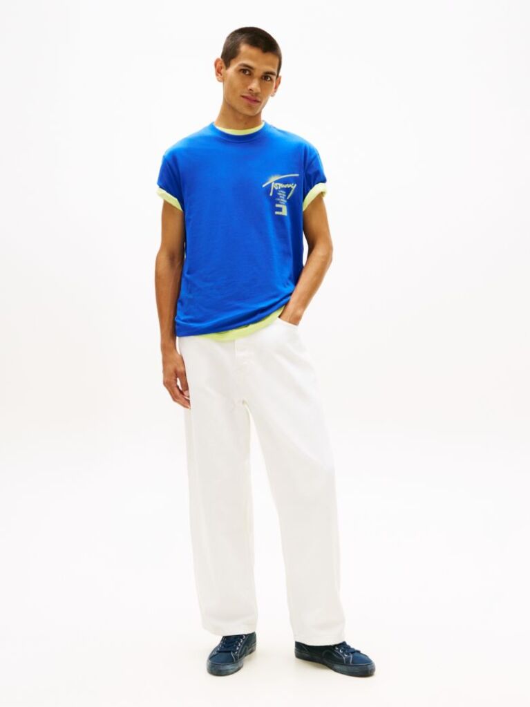 Blue Tricou Cu Logo Pe Spate  Barbati