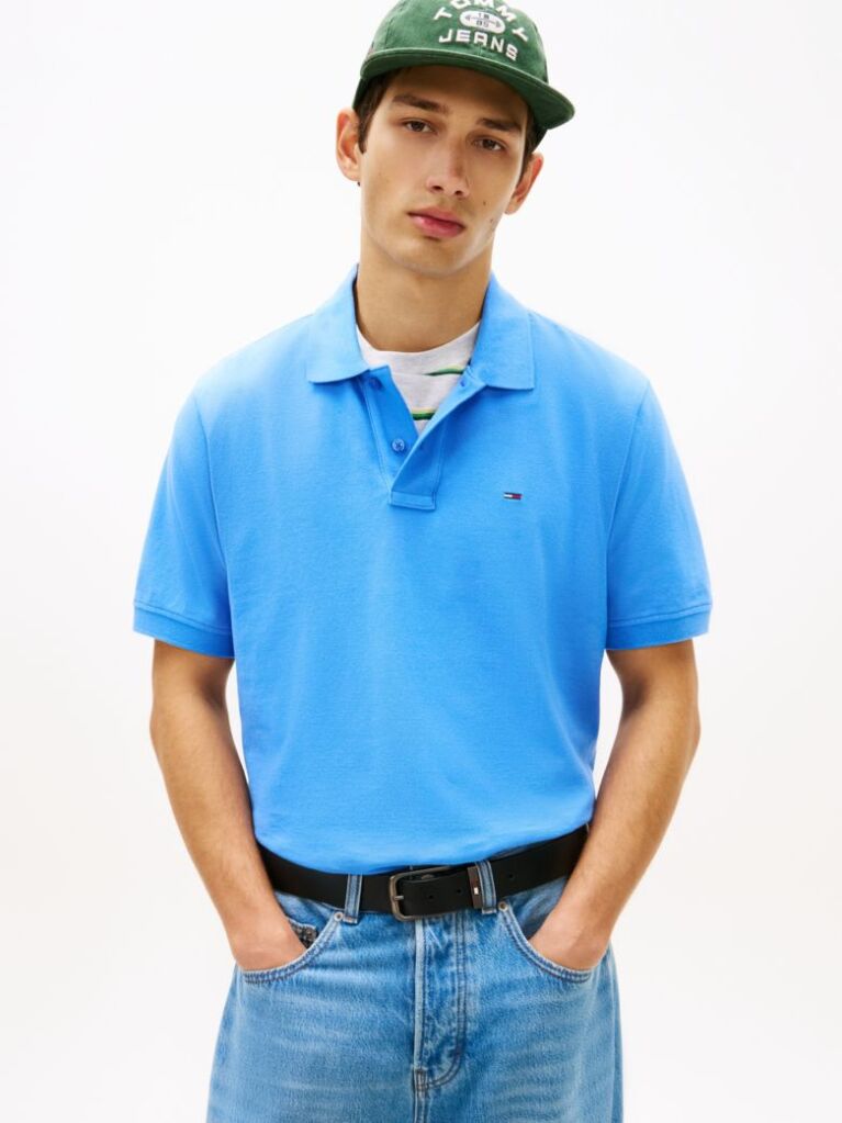 Blue Polo Pique Cu Steag Hilfiger Croiala Regular   Barbati