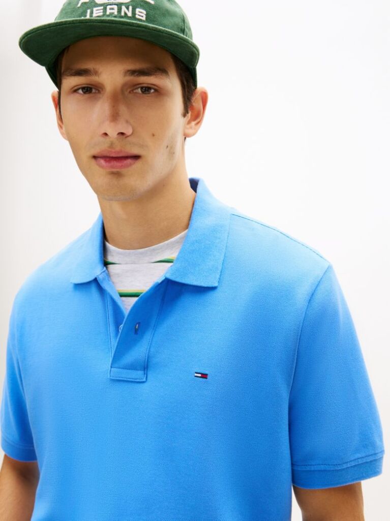 Blue Polo Pique Cu Steag Hilfiger Croiala Regular   Barbati