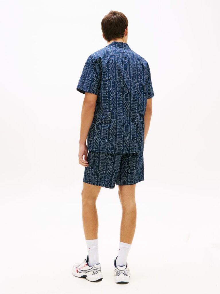 Blue Regular Fit Print Short Sleeve Shirt  Men