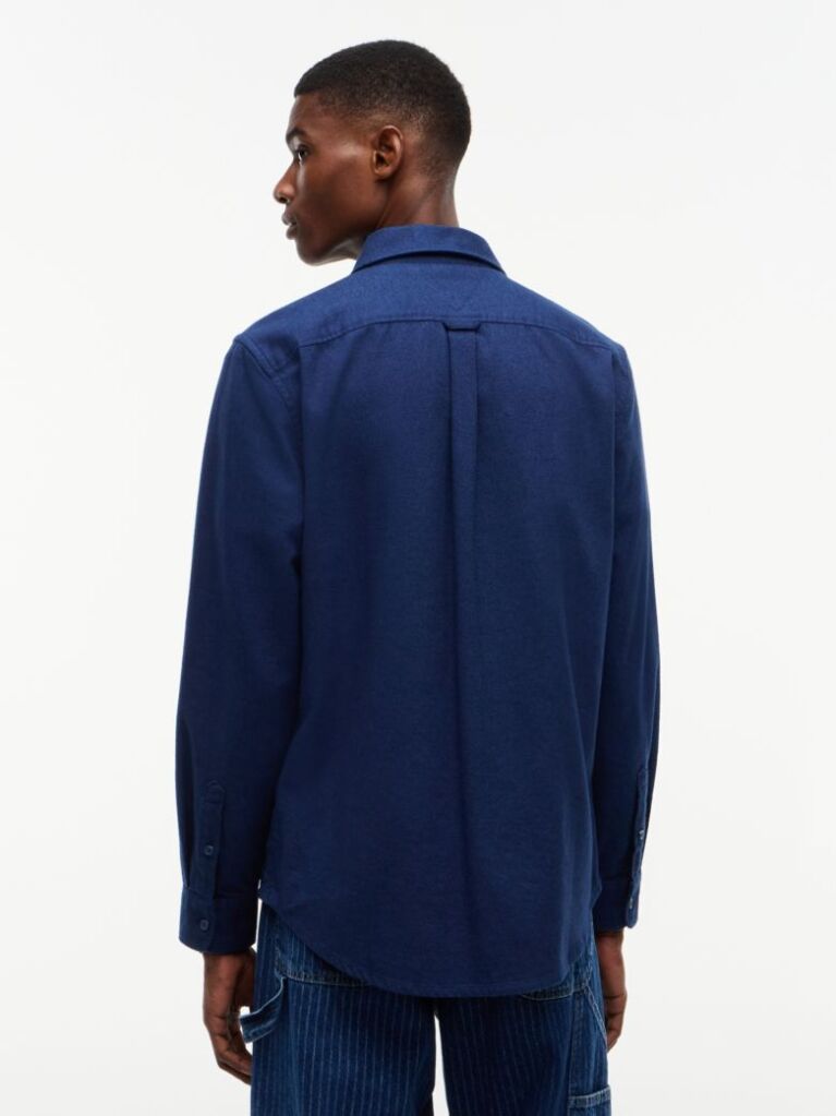 Blue Regular Fit Brushed Flannel Shirt  Men
