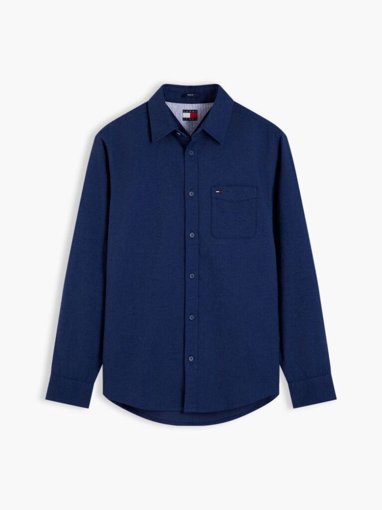 Blue Regular Fit Brushed Flannel Shirt  Men