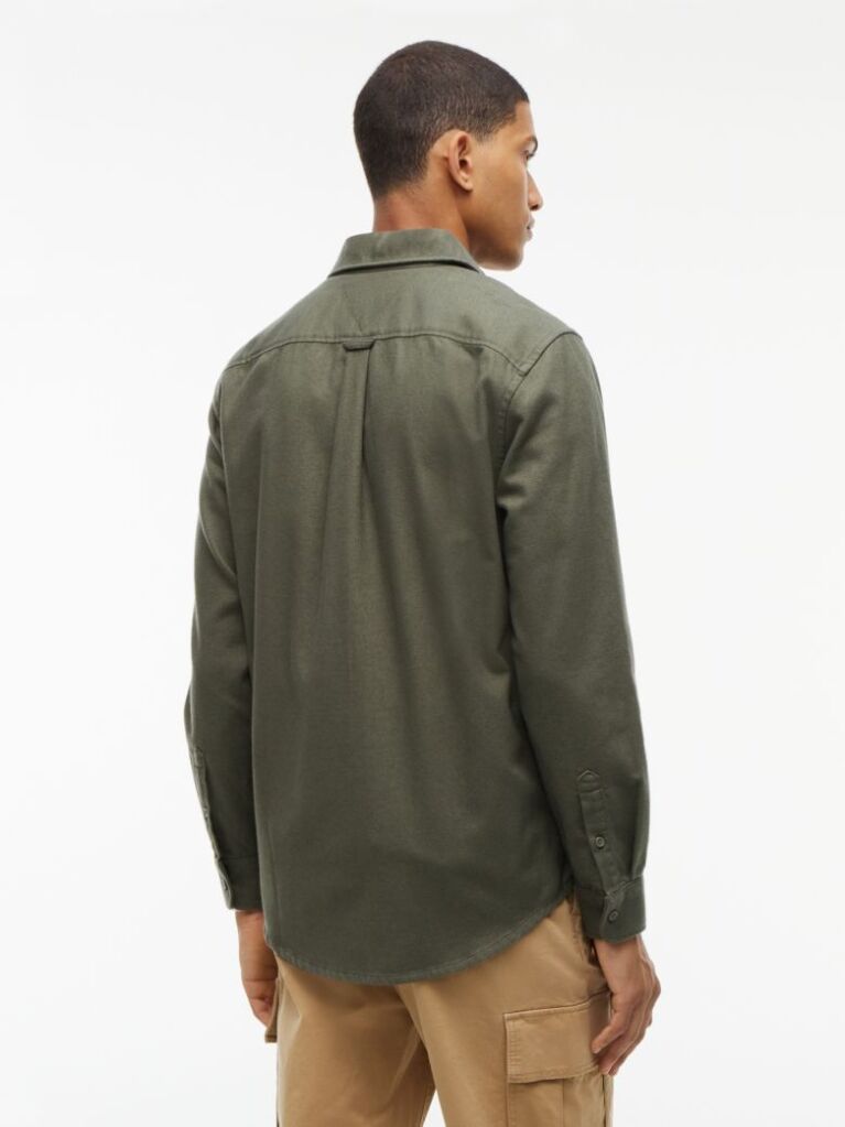 Verde Camasa Brushed Cu Croiala Regular  Barbati