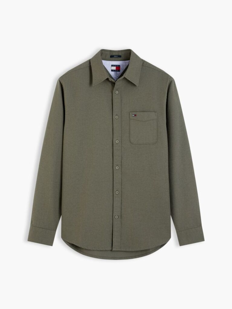 Verde Camasa Brushed Cu Croiala Regular  Barbati