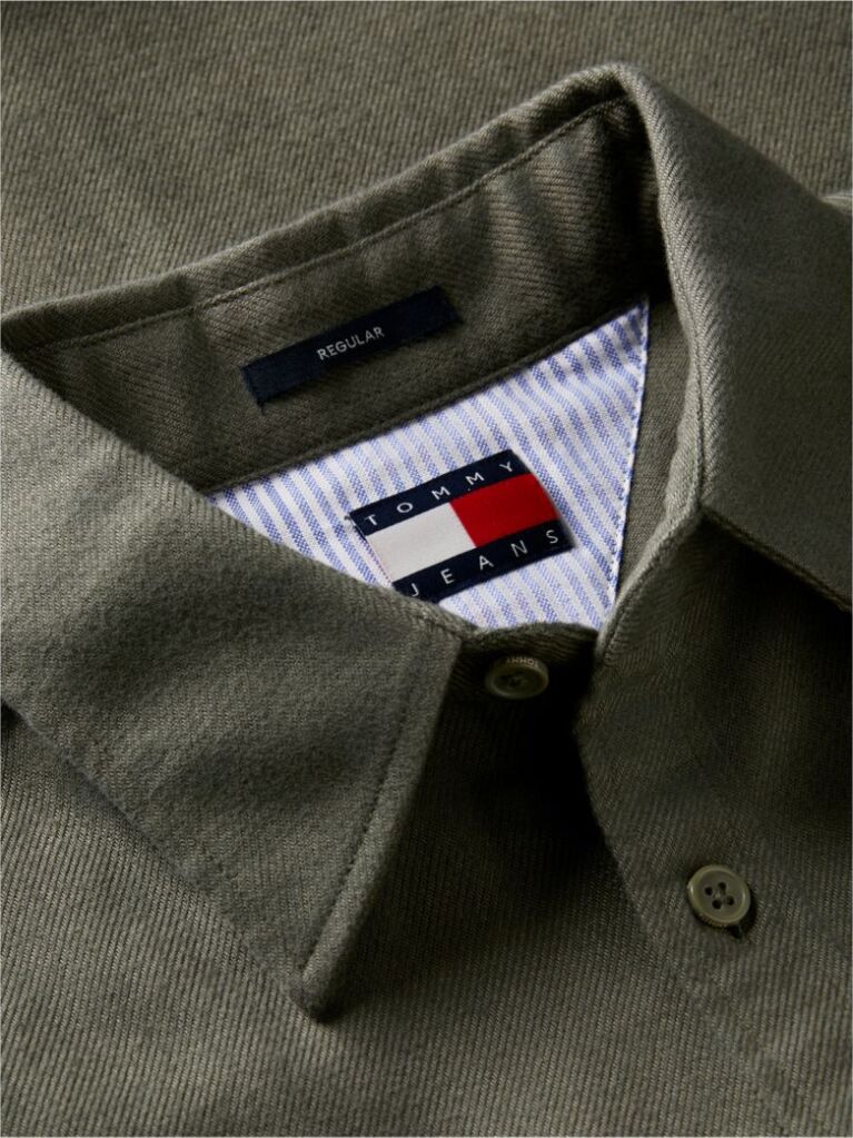 Verde Camasa Brushed Cu Croiala Regular  Barbati