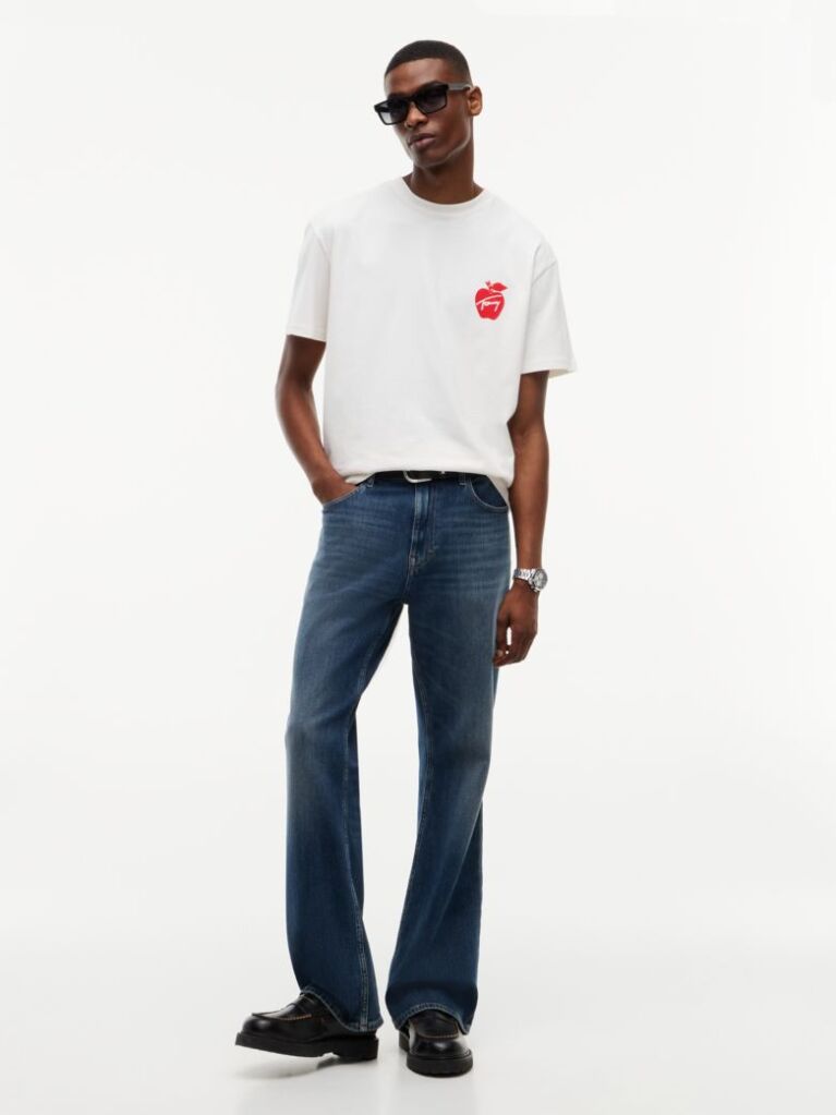 Alb T-Shirt Cu Logo Signature Pe Spate Si Croiala Lejera  Barbati