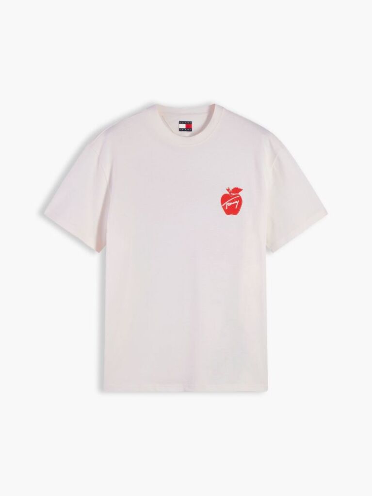 Alb T-Shirt Cu Logo Signature Pe Spate Si Croiala Lejera  Barbati
