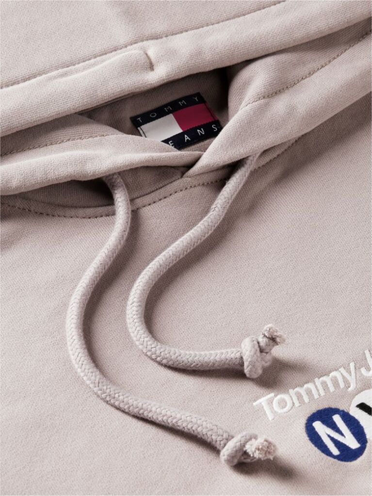 Brown Logo Embroidery Terry Drawstring Hoody  Men