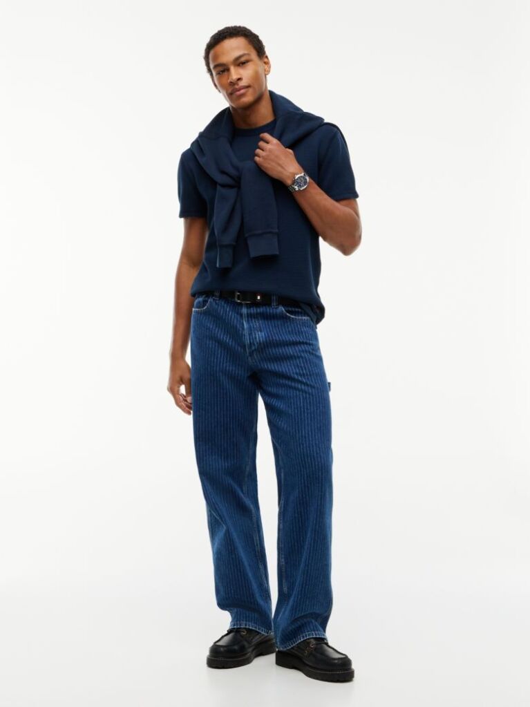 Blue T-Shirt Tricotat Ottoman   Barbati