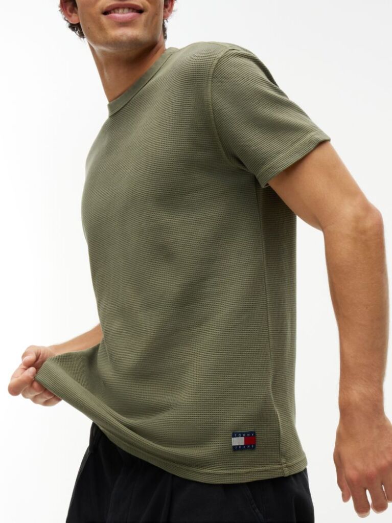 Green Washed Ottoman Waffle Knit T-Shirt  Men