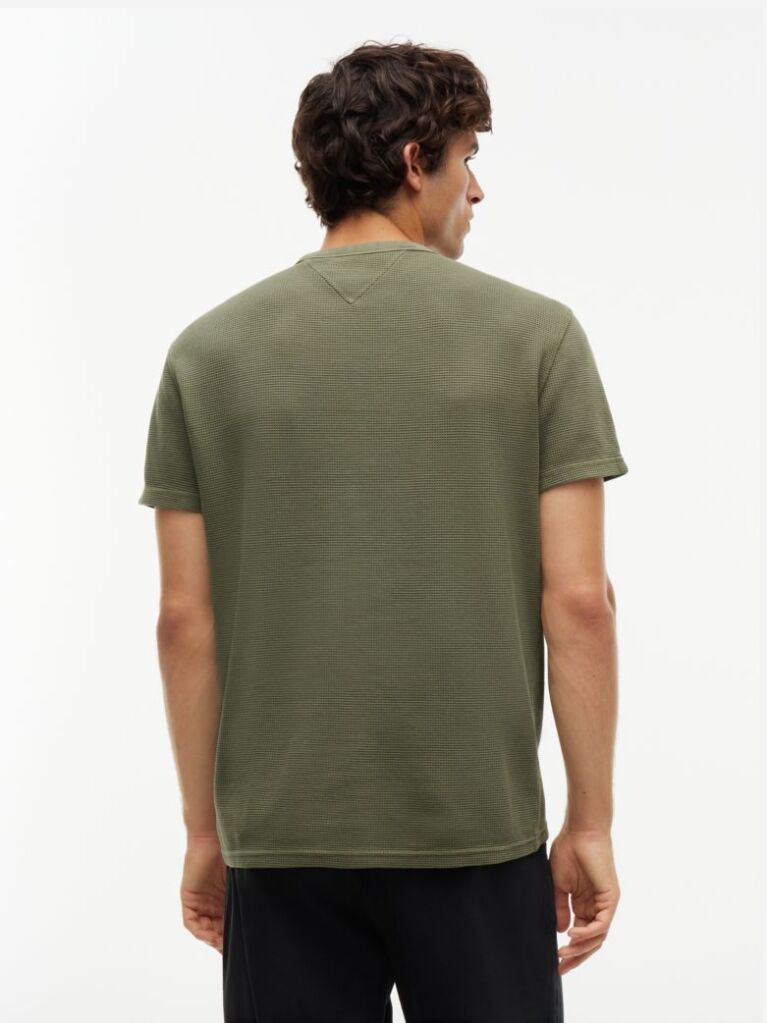 Green Washed Ottoman Waffle Knit T-Shirt  Men