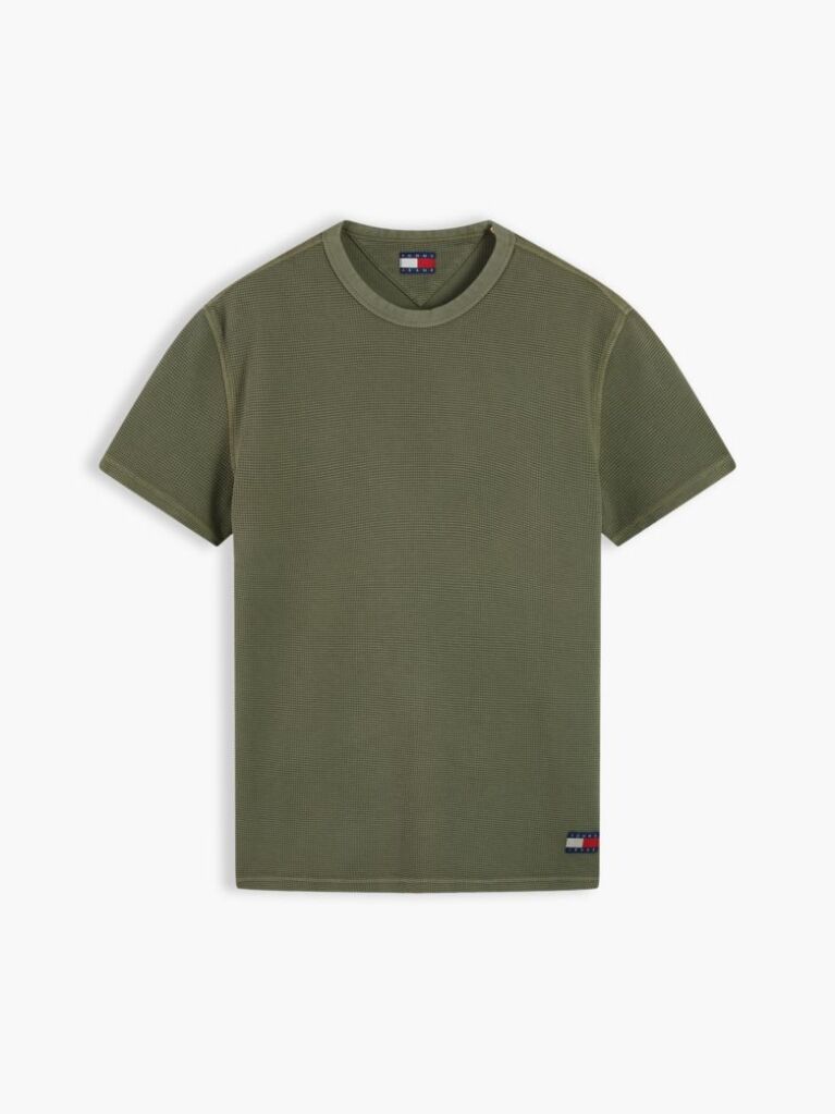 Green Washed Ottoman Waffle Knit T-Shirt  Men