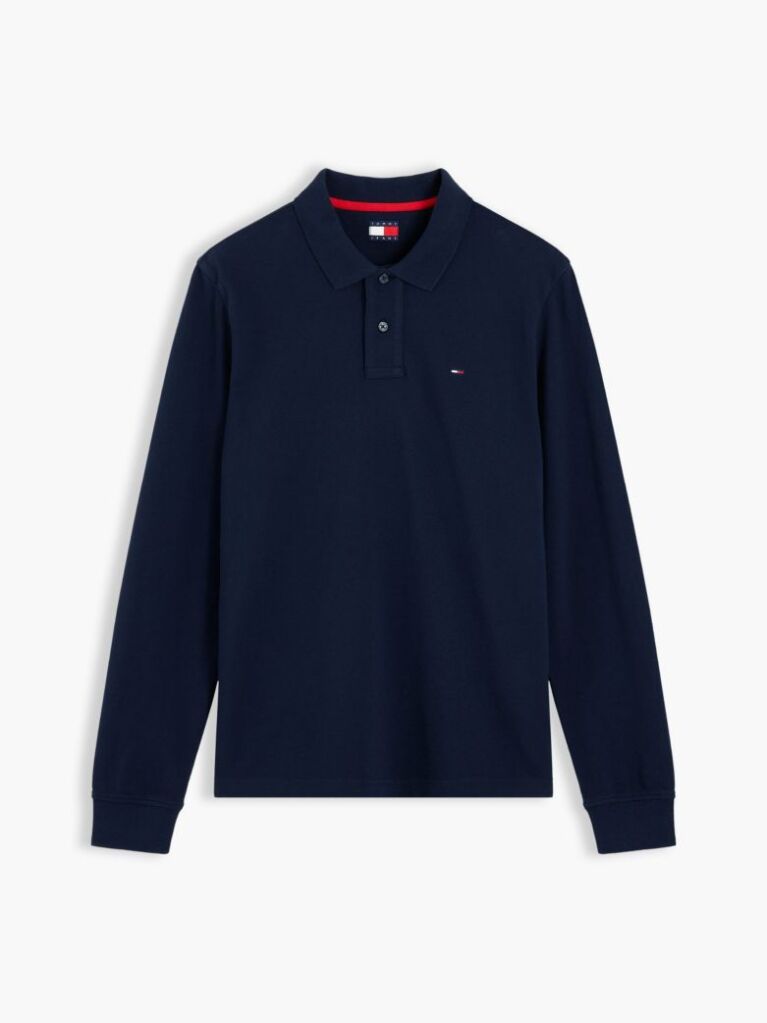 Blue Polo Cu Maneca Lunga Si Croiala Regular  Barbati