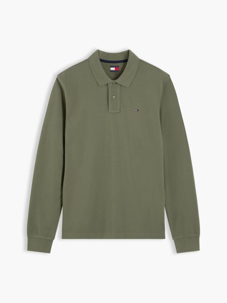 Verde Polo Cu Maneca Lunga Si Croiala Regular  Barbati