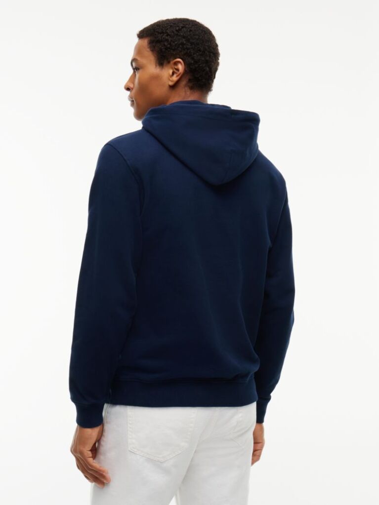 Blue Logo Sueded Terry Drawstring Hoody  Men
