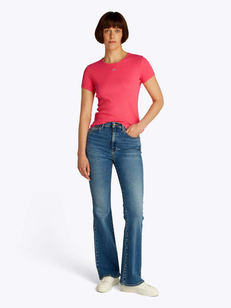 Pink Essential Slim Rib-Knit T-Shirt  Women