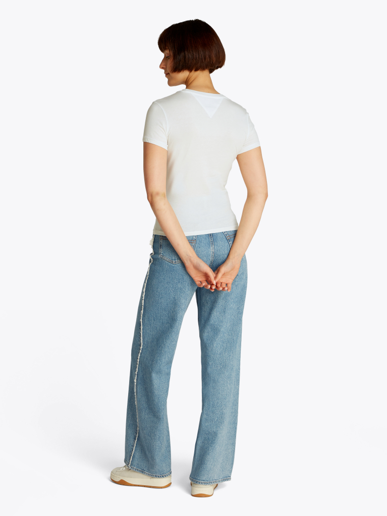 Bej Tricou Esential Cu Croiala Slim Si Logo  Femei