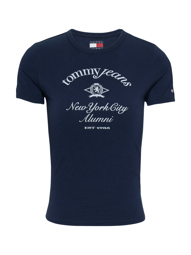 Blue Tricou Cu Croiala Slim Si Logo NYC  Femei