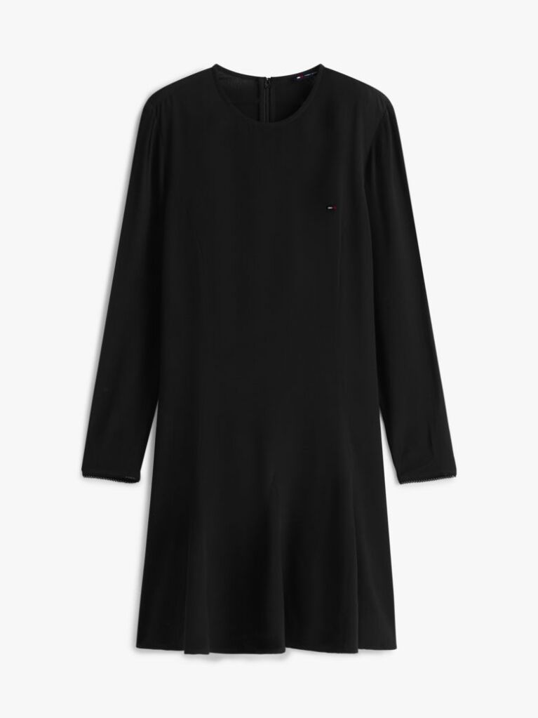 Negru Rochie Mini Fit & Flare Cu Maneci Lungi   Femei