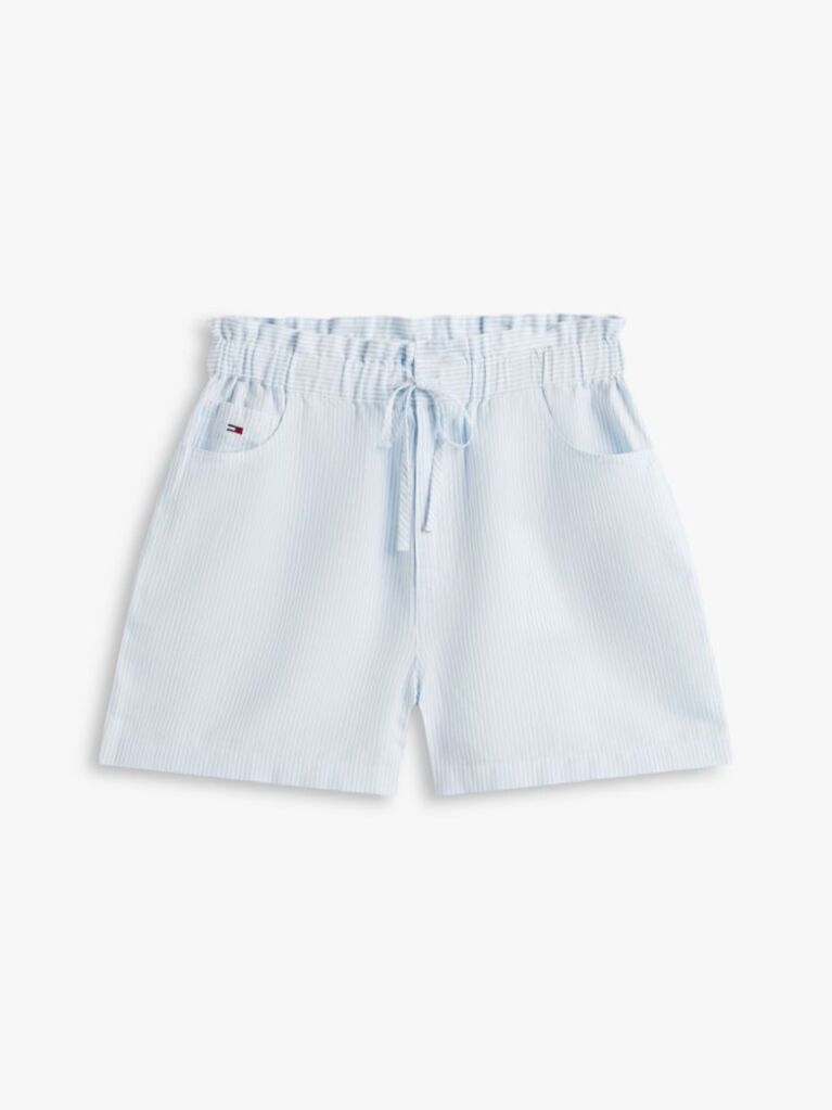 Blue Linen Blend Five-Pocket Shorts  Women
