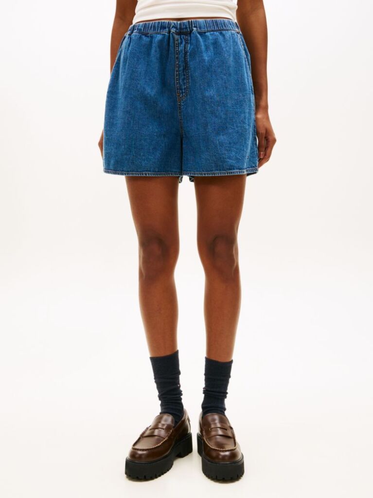 Denim Chambray Pantaloni Scurti Largi  Femei
