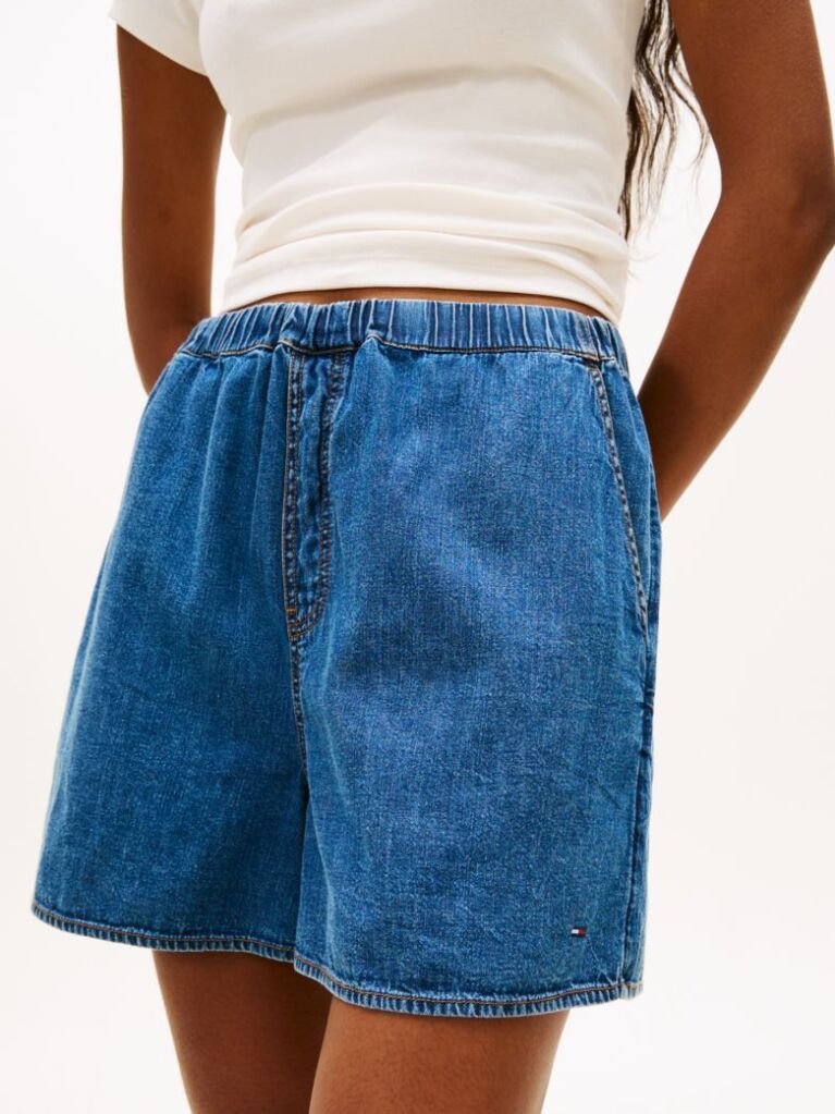 Denim Chambray Pantaloni Scurti Largi  Femei