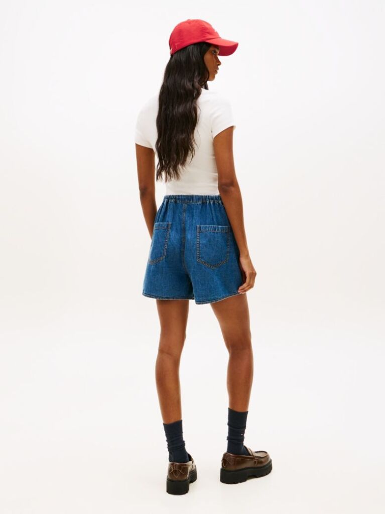 Denim Chambray Pantaloni Scurti Largi  Femei