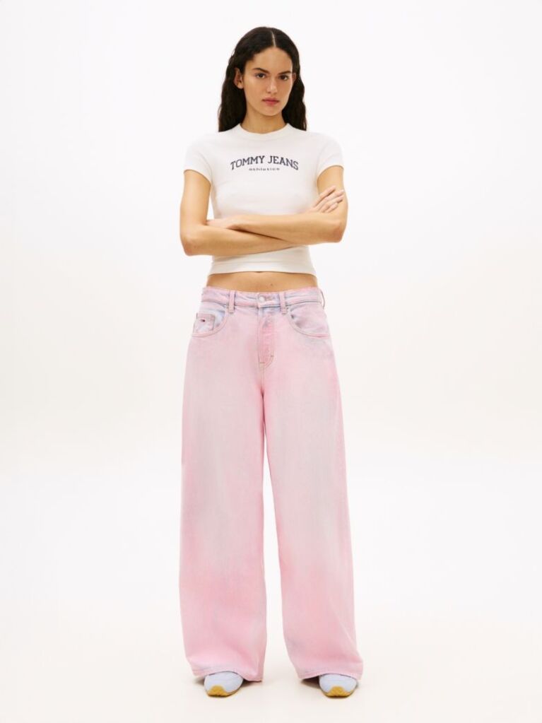 Bej Tricou Slim Cu Guler Rotund Si Logo  Femei