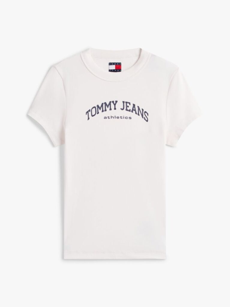 Bej Tricou Slim Cu Guler Rotund Si Logo  Femei