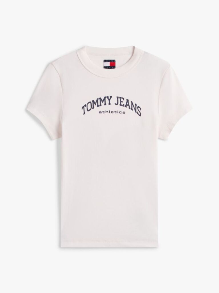 Bej Tricou Slim Cu Guler Rotund Si Logo  Femei