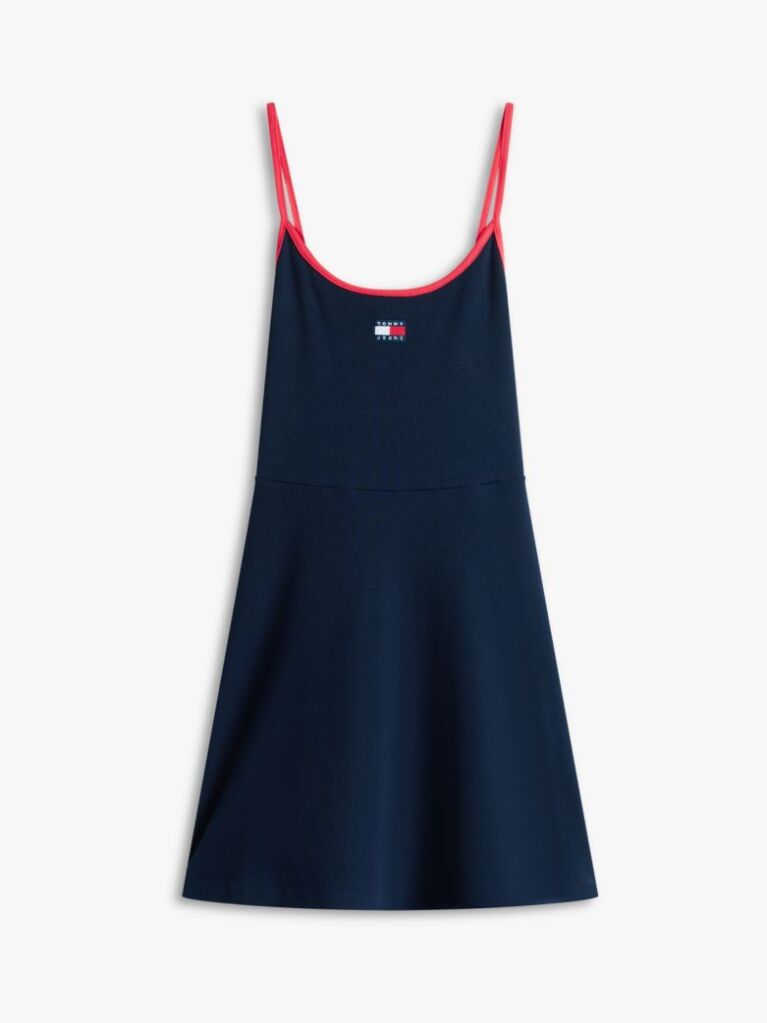 Blue Tommy Badge Strap Mini Skater Dress  Women