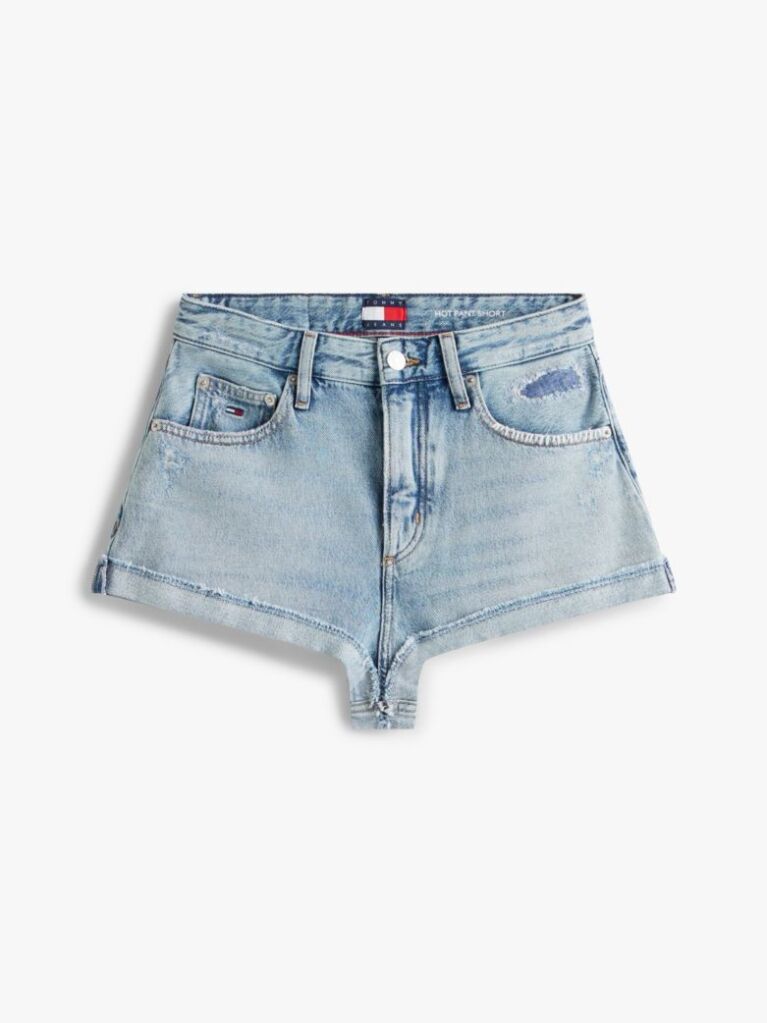 Denim Pantaloni Scurti Din Denim Uzat Cu Croiala Regular   Femei