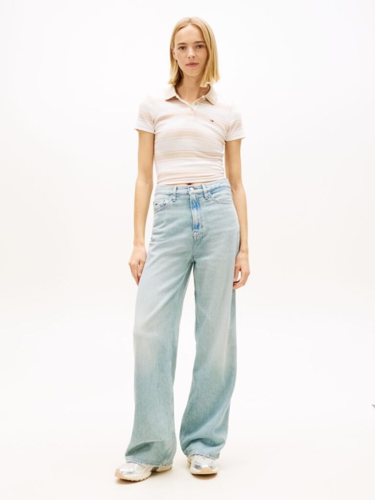 Denim Blugi Claire Cu Talie Inalta Si Picior Larg  Femei