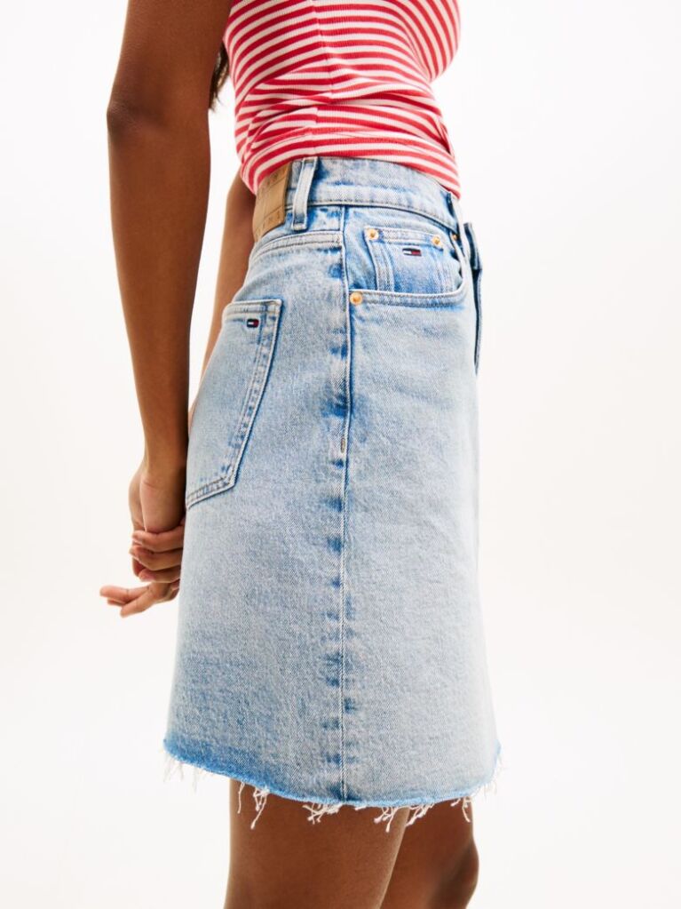 Denim Fusta Mini Din Denim cu Talie Ultra Inalta  Femei