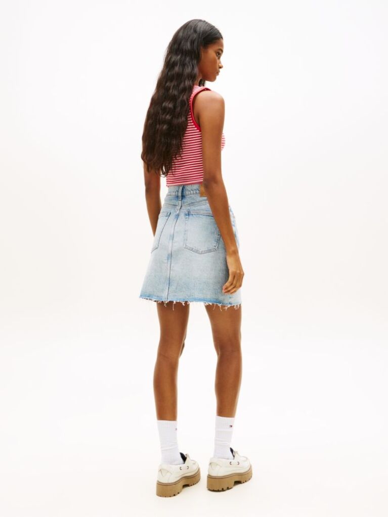 Denim Fusta Mini Din Denim cu Talie Ultra Inalta  Femei