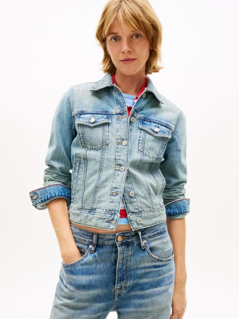 Denim Faded Denim Relaxed Trucker Jacket  Women