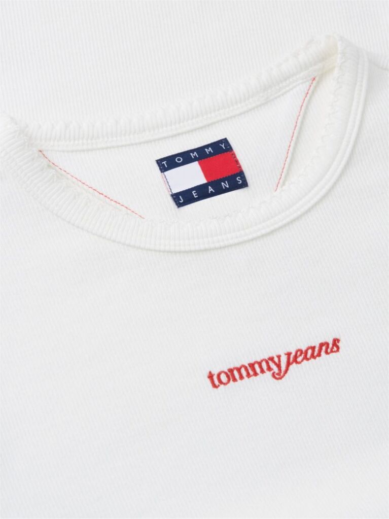 Alb Tricou Slim Cu Logo Si Dungi  Femei