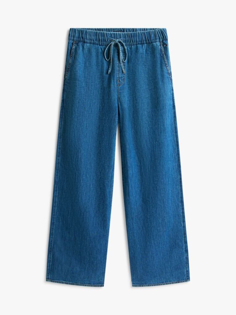 Denim Chambray Pantaloni Largi Din Denim Cu Snur  Femei