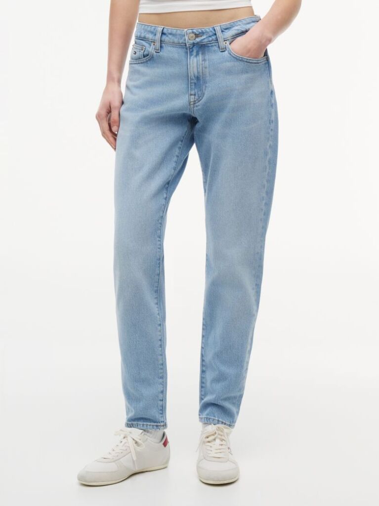 Denim Blugi Slim Cu Talie Medie Si Steag Brodat  Femei