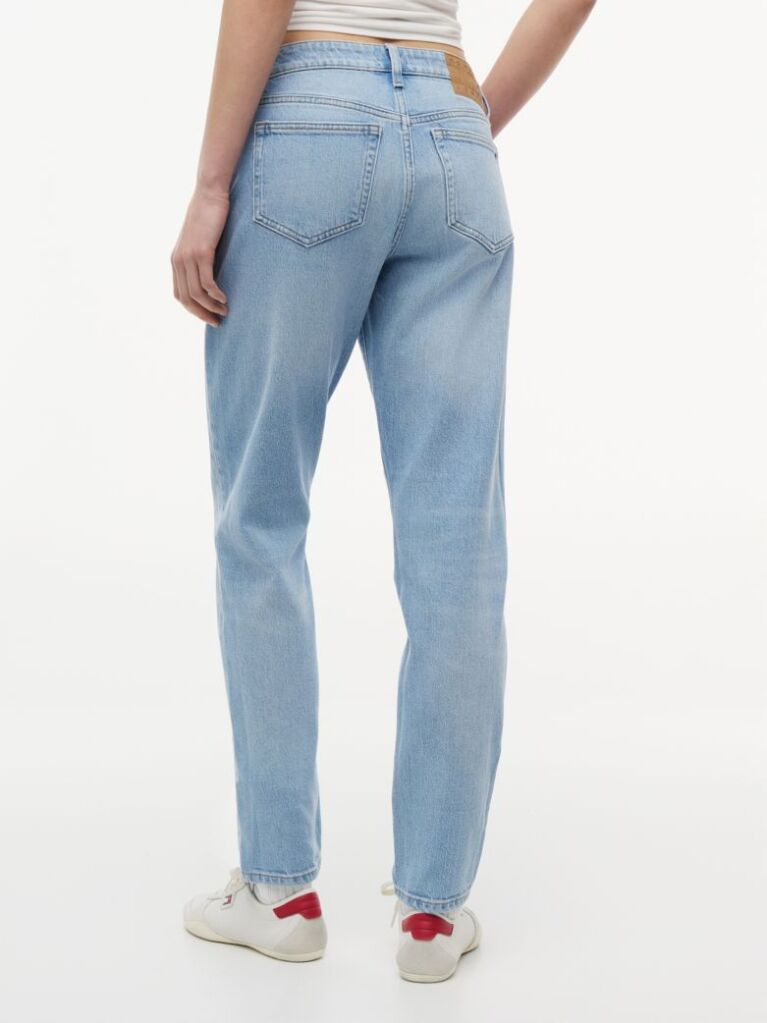 Denim Blugi Slim Cu Talie Medie Si Steag Brodat  Femei