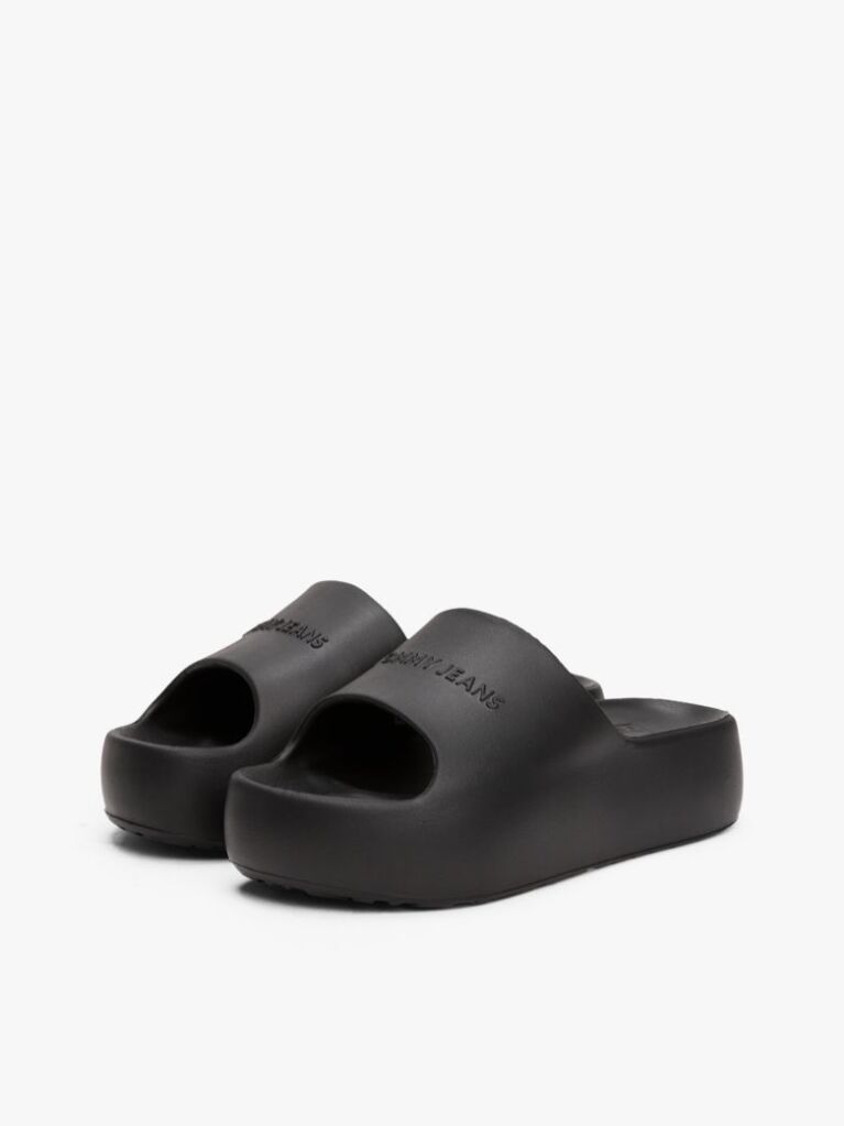 Negru Sandale Platform Tip Pool Cu Logo  Femei